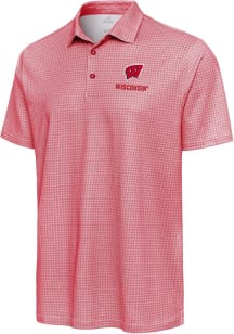 Antigua Wisconsin Badgers Mens Red Breeze Short Sleeve Polo