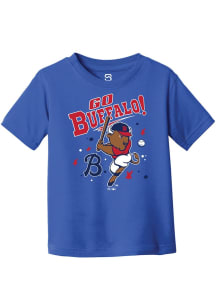 Buster T. Bison  Summit Sportswear Buffalo Bisons Toddler Blue Silly Stars with Mascot Short Sleev..