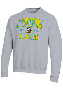 Champion Oregon Ducks Mens Grey Est Alumni Powerblend Long Sleeve Crew Sweatshirt