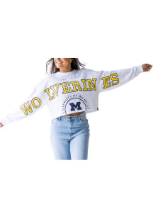 Gameday Social Michigan Wolverines Womens White Phipps Split Crew Sweatshirt