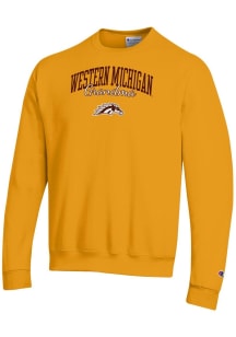 Champion Western Michigan Broncos Mens Gold Grandma Script Powerblend Long Sleeve Crew Sweatshirt