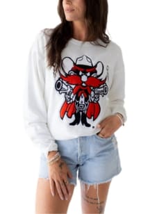 Gameday Social Texas Tech Red Raiders Womens White Mascot Chenille Crew Sweatshirt