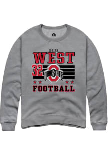 Isaiah West  Rally Ohio State Buckeyes Mens Grey Football NIL Striped Long Sleeve Crew Sweatshirt