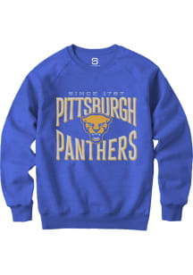 Summit Sportswear Pitt Panthers Mens Blue Triblend Long Sleeve Fashion Sweatshirt