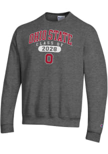 Champion Ohio State Buckeyes Mens Charcoal Class of 2028 Powerblend Long Sleeve Crew Sweatshirt