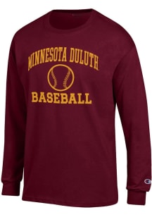 Champion UMD Bulldogs Maroon Baseball Jersey Long Sleeve T Shirt