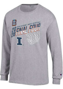 Champion Illinois Fighting Illini Grey MBB Final Four 2026 Jersey Long Sleeve T Shirt
