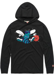 Homage Charlotte Hornets Mens Charcoal Retro Logo Fashion Hood
