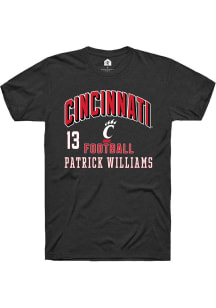 Patrick Williams Cincinnati Bearcats Black Football NIL Arch Logo Short Sleeve Player T Shirt