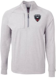 Cutter and Buck DC United Mens Grey Adapt Eco Long Sleeve Qtr Zip Pullover