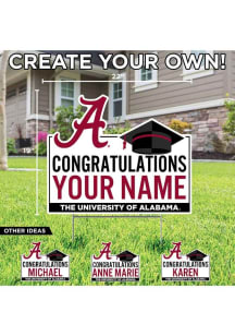 Alabama Crimson Tide Personalized Congratulations Grad Yard Sign - White