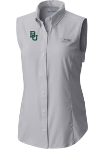 Columbia Baylor Bears Womens Grey Heat Seal Omni Wick Tamiami Polo Shirt