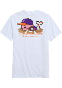 Clemson Tigers White Pocket Baseball Logo Short Sleeve T Shirt
