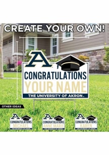 Akron Zips Personalized Congratulations Grad Yard Sign - White
