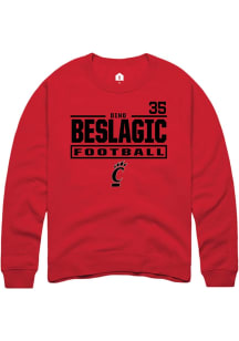 Dino Beslagic Cincinnati Bearcats Mens Red Football NIL Stacked Box Player Crew
