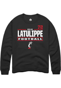 Nolan Latulippe Cincinnati Bearcats Mens Black Football NIL Stacked Box Player Crew