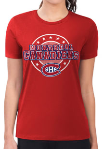 4Her Montreal Canadiens Womens Red Pinstripe Circle Short Sleeve T-Shirt