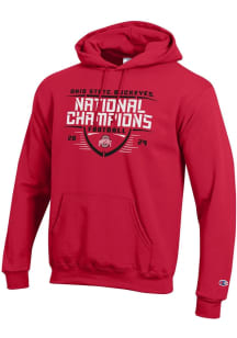 Champion Ohio State Buckeyes Mens Red Football 2024 Football National Champion Gridiron Powerblend..