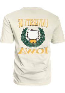 Blue 84 Iowa Hawkeyes Womens Ivory Hello Two Ways Short Sleeve T-Shirt