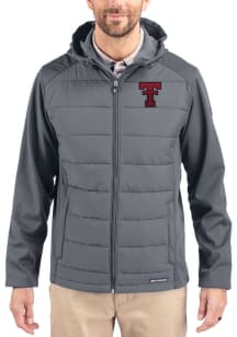 Mens Texas Tech Red Raiders Cutter and Buck Mens Evoke Hood Heavyweight Jacket - Graphite