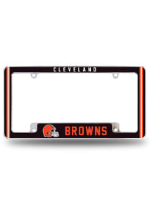 Cleveland Browns Classic All Over Chrome License Plate Frame - White