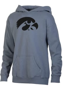 ComfortWash Iowa Hawkeyes Youth Grey Stacked Garment Dyed Long Sleeve Hoodie