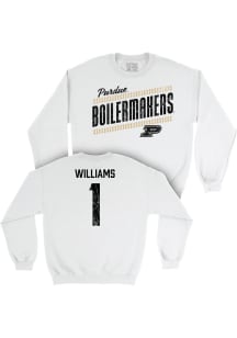 Rachel Williams  Campus Ink Purdue Boilermakers Youth White NIL Slant Long Sleeve Crew Sweatshirt