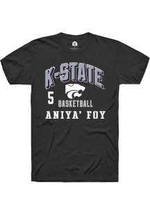 Aniya’ Foy K-State Wildcats Black NIL Arch Logo Short Sleeve Player T Shirt