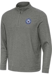 Antigua Navy Mens Black Subtle Long Sleeve Qtr Zip Pullover