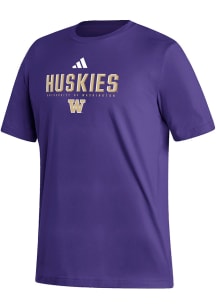 Adidas Washington Huskies Purple Heat Seal Fresh Short Sleeve T Shirt