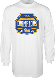 Blue 84 Pitt Panthers White 2025 ACC Volleyball Champions Long Sleeve T Shirt