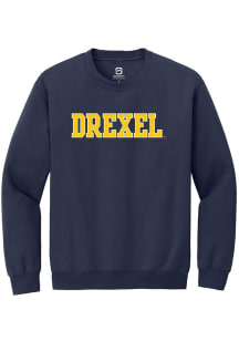 Summit Sportswear Drexel Dragons Mens Navy Blue Straight Block Long Sleeve Crew Sweatshirt