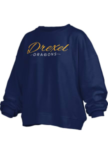 Pressbox Drexel Dragons Womens Navy Blue Alexus Script Crew Sweatshirt