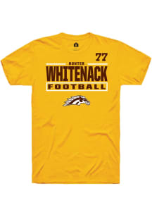 Hunter Whitenack Western Michigan Broncos Gold Football NIL Stacked Box Short Sleeve Player T Shir..