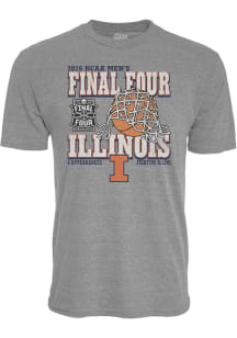 Blue 84 Illinois Fighting Illini Grey 2026 Mens Basketball Final Four Bound Short Sleeve Fashion T..