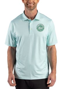 Cutter and Buck New York Mets Mens Green Mono Lattice Short Sleeve Polo
