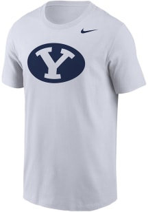 Nike BYU Cougars White Primary Logo Short Sleeve T Shirt