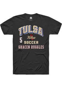 gracen ruggles  Tulsa Golden Hurricane Black Rally NIL Arch Logo Short Sleeve T Shirt