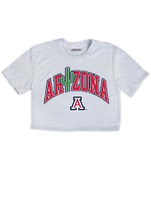 Where I’m From Arizona Wildcats Womens Grey AZ arched cactus Short Sleeve T-Shirt
