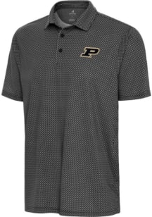 Antigua Purdue Boilermakers Mens Black Trellis Short Sleeve Polo
