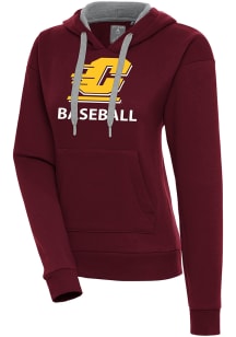 Antigua Central Michigan Chippewas Womens Maroon Baseball Victory Hooded Sweatshirt