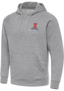 Antigua Illinois Fighting Illini Mens Grey Victory Medicine Long Sleeve Hoodie