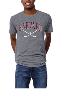 League Harvard Crimson Grey Heather HARVARD ARCH GOLF CLUBS AND BALL ICON GOLF Short Sleeve Fashio..