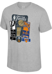New York Knicks Grey Heather Finals Participant Ticket Matchup 2026 vs Spurs Short Sleeve T Shirt