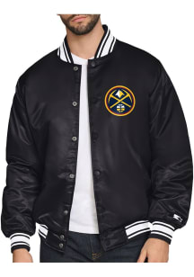 Starter Denver Nuggets Mens Black Triangle Satin Varisty Medium Weight Jacket