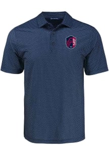 Cutter and Buck St Louis City SC Mens Navy Blue Pike Shadow Check Short Sleeve Polo
