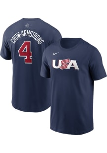 Pete Crow-Armstrong USA Navy Blue World Baseball Classic Short Sleeve Player T Shirt