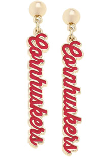 Nebraska Cornhuskers Enamel Script Womens Earrings