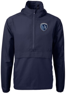 Cutter and Buck Sporting Kansas City Mens Navy Blue Charter Eco Pullover Jackets
