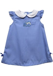 Vive La Fete UAH Chargers Baby Girls Blue Gingham Short Sleeve Dress